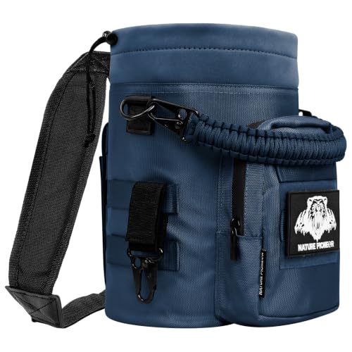 NATURE PIONEOR 32 64 128oz Tactical Water Bottle Pouch, MOLLE Bottle Holder - color: Deep Blue, size: 128OZ/YT Half Gallon