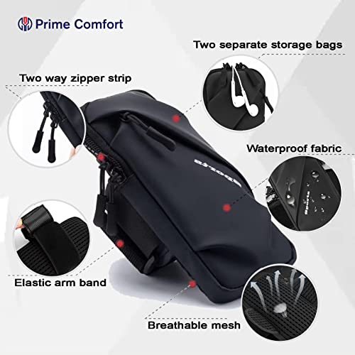 Prime Comfort Phone Holder Armband, Small Crossbody Shoulder Holsters Bag with Arm Band, Fits iPhone and Android, Use for Running, Walking, Hiking & Biking (6.7 Inches, Blue) - color: BLUE