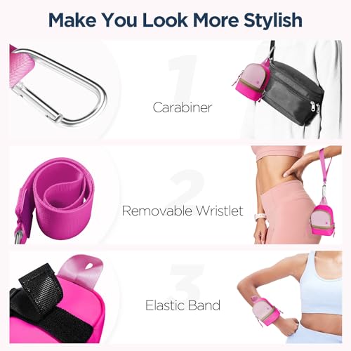 Babysun Mini Backpack Keychain Wristlet Pouch Small Change Coin Purse Cute Zipper Wallet With 3 RFID Card Slots For Women/Men Airpods Cosmetics - color: Hotpink