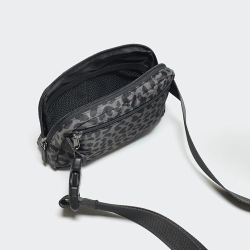 Pander Nylon Fanny Pack for Women, Two-Way Zipper Crossbody Bag - color: Grey Leopard