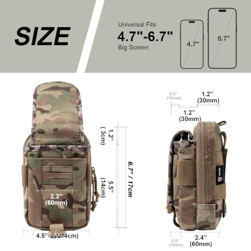 TSPRO MOLLE Phone Pouch, Tactical Phone Holder for Belt, EDC Gear Organizer - color: Multicam