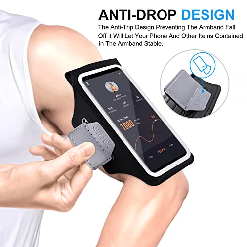 GUZACK Running Armband for iPhone 16/17/18 Pro Max, Galaxy S26 S25, with Card Slot & Key Pockets, Running Phone Holder, Fit Up to 6.9 Inches Phone - Size L (Bigger Arm 14-17 in) - color: Green Zipper, size: L