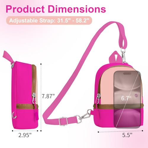 Babysun Mini Backpack Keychain Wristlet Pouch Small Change Coin Purse Cute Zipper Wallet With 3 RFID Card Slots For Women/Men Airpods Cosmetics - color: HotPink-L