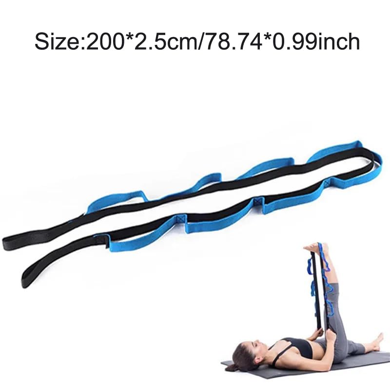 2 Pack Yoga Stretching Strap with Loops Non-Elastic Stretch Band with Door Anchor Handle Leg Stretcher Yoga Strap for Physical Therapy Pilates Dance Gymnastics Exercise Rehabilitation Routine Flexibility