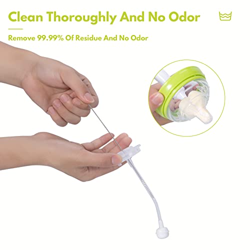 White Baby Bottle Brush Kit with Sponge Heads, Straw Cleaners & Wash Tool