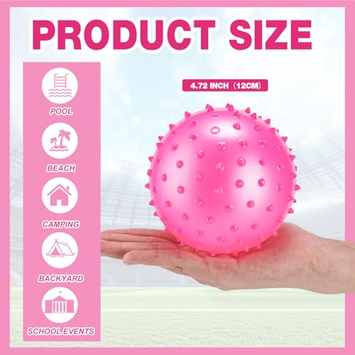 Jerify Knobby Balls Spiky Sensory Bouncy Balls Bulk - color: Pink