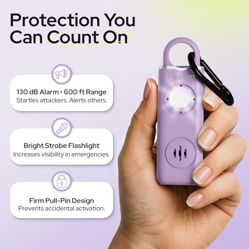 Rechargeable Personal Alarm Keychain for Women, 130dB Siren, Lavender - color: D - Lavender