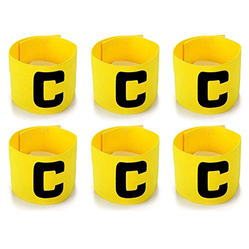 6 Pieces Elastic Soccer Captain Armband Adjustable Football Basketball Player Bands for Adult Youth - color: Yellow
