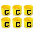 6 Pieces Elastic Soccer Captain Armband Adjustable Football Basketball Player Bands for Adult Youth - color: Yellow
