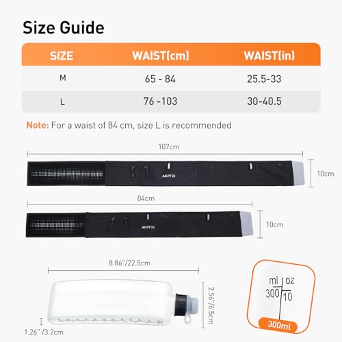 AGPTEK Slim Running Belt with Waterproof Phone Pocket for Women & Men - size: Medium