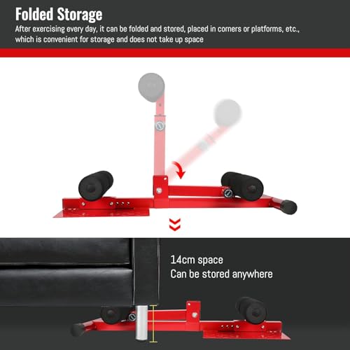 INNOLIFE Sissy Squat Machine Adjustable Height, Protective Foam Thick Steel Fitness Home Gym - color: Red