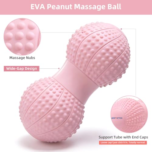 8 Inch Large Peanut Massage Ball Roller for Large Muscle Groups, Deep Tissue Double Massage Ball for Neck,Back,Leg,Low Back,Peanut Myofascia Release Ball for Muscle Knots&Physical Therapy - color: Pink