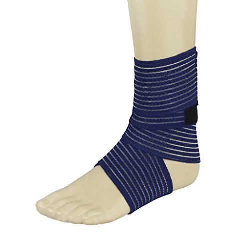 BXT A Pair (2 Pieces) Elastic Breathable Wrap Ankle Support Brace Compression Knee Elbow Wrist Ankle Hand Support Wrap Sports Bandage Strap with Hook & Loop Fastener Straps - color: Blue, 2-Pack