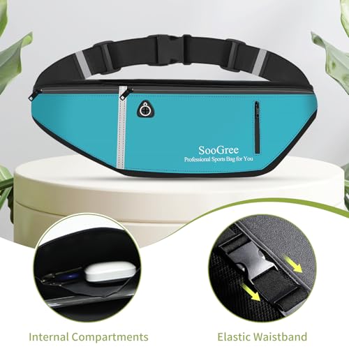 SooGree Slim Running Belt Fanny Pack, Resistant Waist Pack Money Belt Bag for Hiking Cycling Workout, Gym Phone Holder with Adjustable Strap (Blue) - color: Blue