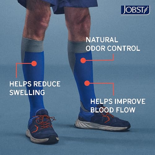 JOBST Sport Knee High 15-20 mmHg Compression Socks, Pink/Grey, Large - color: Pink/Grey, size: Large (1 Pair)