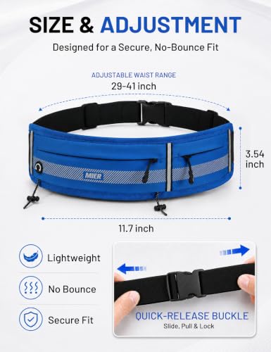 MIER Running Belt for Women & Men, Fanny Pack with Marathon Bib Clip, Navy - color: Navy