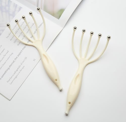 Head Massager,Protable Handheld SPA Scalp Massage Tool for Deep Relaxation & Stress Reduction Wet and Dry in The Office Home SPA (2-Pack) (White White) - color: White White