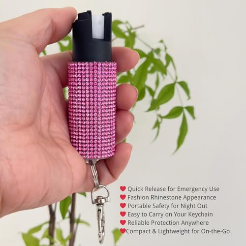 Pepper Spray for Women, Mini Bling Keychain, 12-Ft Range, Quick Release - color: Multi color