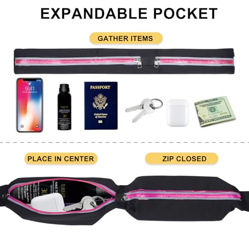Running Belt for Men & Women - Secure Jogging Pouch for Phone, Keys & Essentials, For All Cell Phones - color: NA-2 Rose