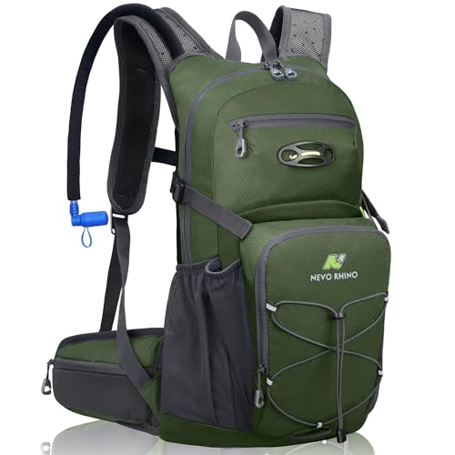N NEVO RHINO Hydration Backpack, 18L Hiking Backpack with 3L Water Bladder - color: Army Green