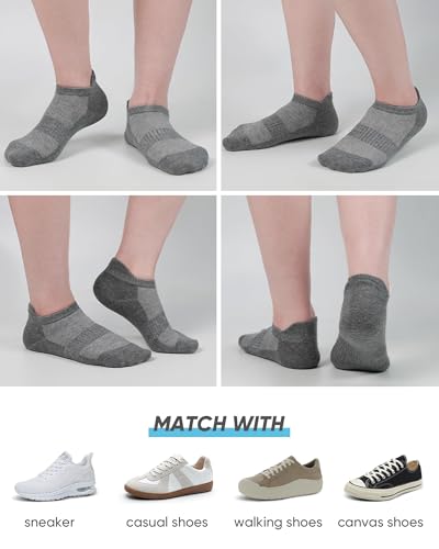 SIXDAYSOX Ankle Socks for Women Thin Breathable Cotton No Show Socks Womens - color: 5 Pairs-grey, size: 6-9