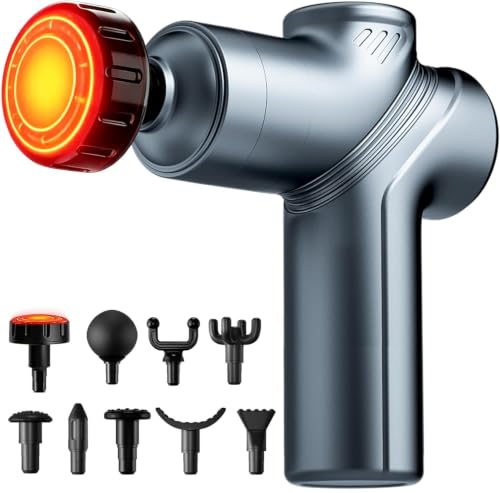 LEERCON Massage Gun with Heat, Deep Tissue Back Massage Gun for Pain Relief - color: E-blue