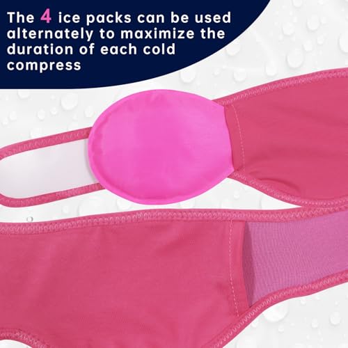 Wisdom Teeth Ice Pack Head Wrap Jaw Face Ice Pack with 4 Gel Packs - color: Hot Pink-4 Gel Pack