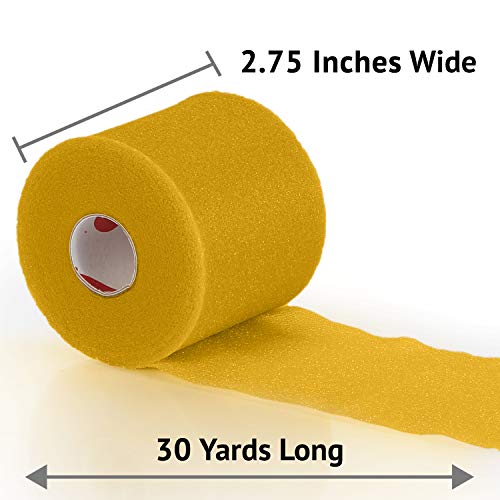 Cramer Tape Underwrap, Bulk Case of 48 Rolls of PreWrap for Athletic Taping, Hair Tie, Headband, Patellar Support, Pre-Wrap Athletic Tape Supplies, 2.75" X 48 Yard Rolls of Pre Wrap, Yellow - color: Yellow
