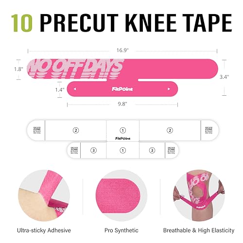 Kinesiology Tape for Knees 10 Pcs Ultra-Sticky Patella Knee Tape Pink - color: Pink