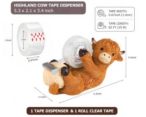 Highland Cow Tape Dispenser, Brown - color: Highland Cow-brown