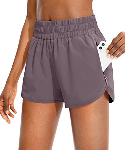SANTINY Women's Athletic Running Shorts with Zipper Pockets - color: Dusty Purple, size: X-Small