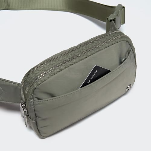 Pander Nylon Fanny Pack Belt Bag for Women with 5 Zipper Pockets - color: Grey Sage