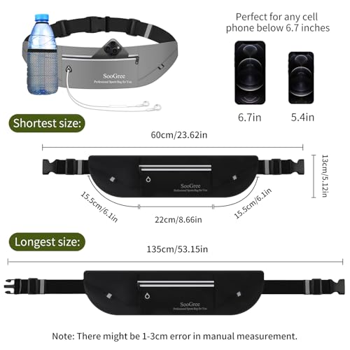 Men Women Slim Running Belt Fanny Pack,Zipper Waterproof Running Waist Pack,Ultra Light Reflective Phone Holder,Sport Workout Exercise Belt Bag for Running Walking Cycling Camping Gym (GSP1198-Gray) - color: GSP1198-Gray