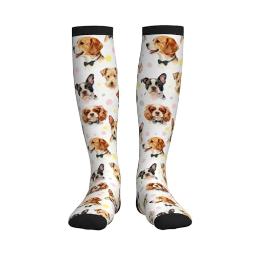 Compression Socks, Unisex 15-20 mmHg Knee High Support Socks - color: Dog