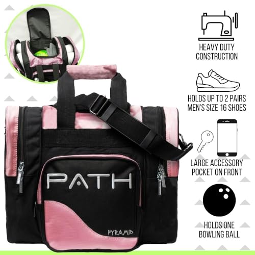 Pyramid Path Pro Deluxe Single Bowling Ball Tote - Holds One Ball, One Pair Shoes Up to Mens 15 - color: Light Pink