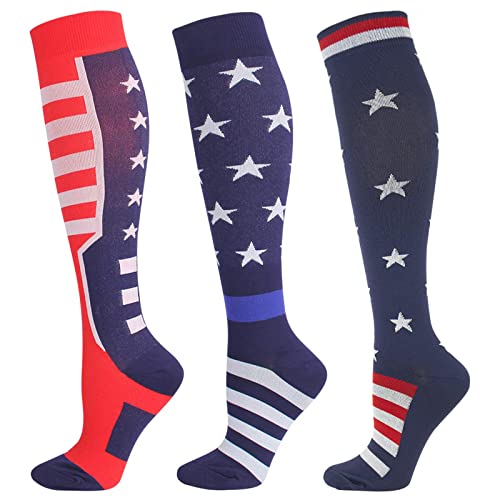 Junely American Flag Compression Socks Patriotic Knee High Socks