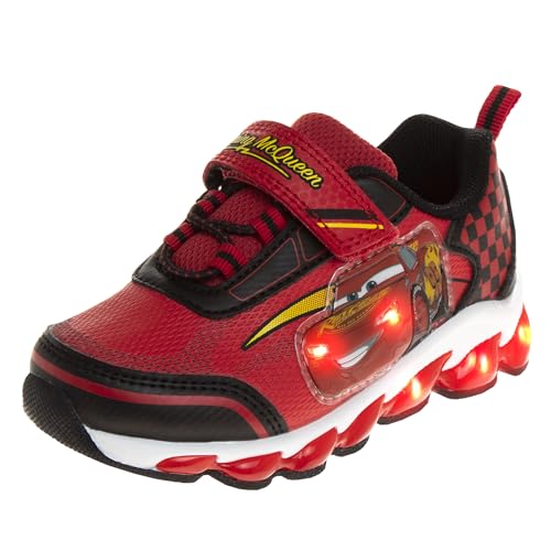 Disney Pixar Cars Boys Black/Red Lighted Sneaker (Toddler/Little Kid) - color: Red/Yellow/Black, size: 7 Toddler