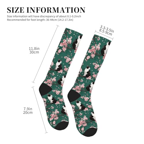 Cute Compression Socks Knee High Support Stockings Women Men - color: Cute Black Cat Floral