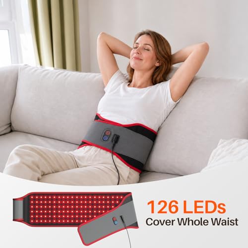 Comfytemp Red Light Belt with 126 LEDs, 660nm & 850nm, 22W(Corded, Red) - color: Red