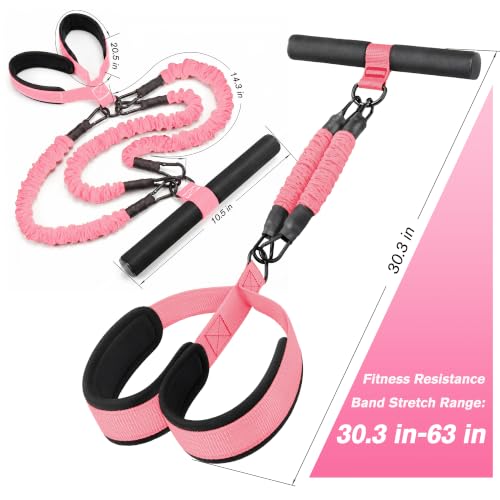 Resistance Bands with Handles,Pedal Resistance Band with Handle - color: 90lbs-Pink