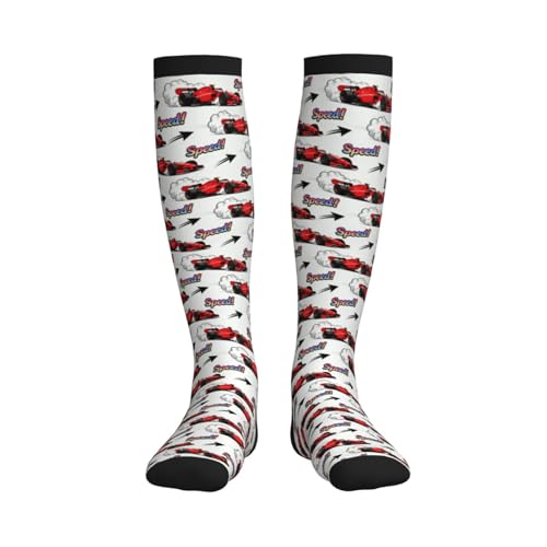 Compression Socks, Unisex 15-20 mmHg Knee High Support Socks - color: Racing Car