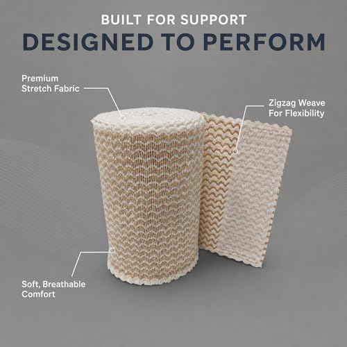 3" Elastic Bandage Wrap with Self-Closure, 2-Pack – 15 ft Stretched – Latex-Free, Reusable, Washable – Compression Support for Sprains, Injuries, Swelling, Sports Recovery - size: 3"