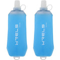 WRELS 200ml/350ml/500ml Collapsible Soft Flask,BPA Free Folding Soft Water Bottle with Hanging Ring,Lightweight TPU Hydration Flask for Running Marathon Cycling Hiking(350ml-2 Packs) - color: Blue-350ml*2
