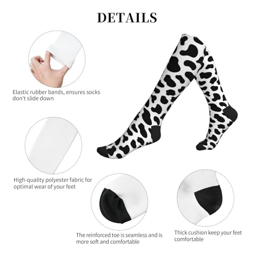 Compression Socks Knee High Support Stockings Women Men - color: Cow Print