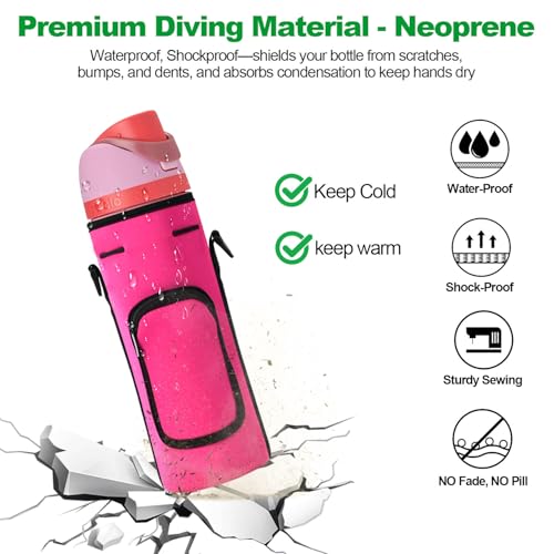 Carrier Bag for Owala FreeSip Insulated Water Bottle 32 oz,Red - color: Rose red, size: 32 Ounces