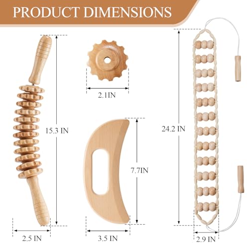3Pcs Wood Therapy Massage Tools Lymphatic Drainage Massager Wooden Massager Body Sculpting Tools for Maderoterapia,Anti-Cellulite,Pain Relief(3-in-1 Massager) - style: 3-in-1 Massager