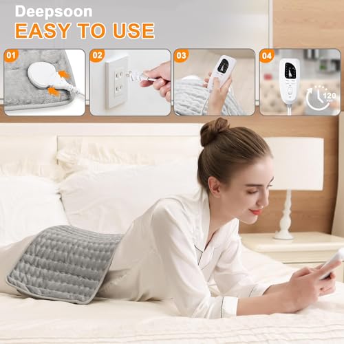Heating Pad,Heated Blanket,Heating Pad for Back Neck,Silvergray,24x12 in - color: Gray, size: 24x12 Inch