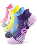 Trusiel Ankle Compression Socks for Women Running Moisture Wicking 5 Pairs - color: Pink Blue Yellow White Purple, size: 9.5-12