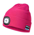 Wmcaps Bluetooth Beanie with LED Light and Headphones, Christmas Tech Gifts - color: Rose Red