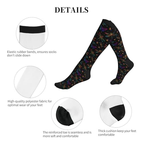 Compression Socks Women Knee High Support Circulation Stockings for Running Cycling Flying - color: Insect
